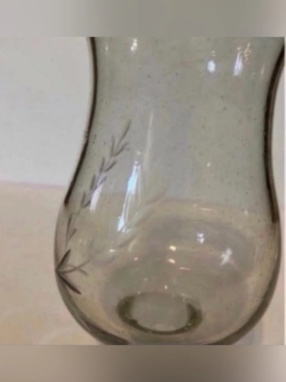Jan Barboglio etched glass hurricane candle holder